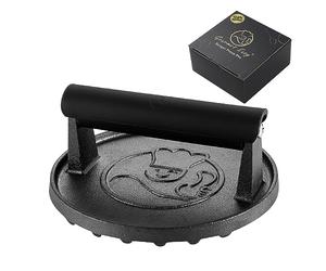Gourmet Easy Pressa per Hamburger in ghisa Antiaderente | Robusta pressa per Hamburger 15 cm | Pressa per Hamburger con Manico Resistente al Calore | Pressa per Burger | Pressa per Hamburger