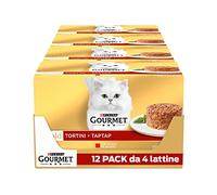 GOURMET Gold - Cibo Umido Gatto Adulto, Tortini con Manzo, Pollo. 48 Lattine da 85 g