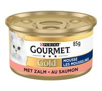 Gourmet Gold Mousse, cibo umido per gatti, con salmone, 24 x 85 g, 24 lattine (2,04 kg)