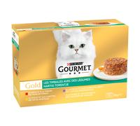 Megapack risparmio! Gourmet Gold Tortini 96 x 85 g Alimento umido per gatti - Manzo, Pollo, Agnello, Tacchino con Verdure