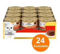 Gourmet Gold Tortini con Manzo 85 gr 24 scatolette gatto gatti cibo umido