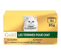 GOURMET - Les Terrines: coniglio, pollo, agnello-anatra, salmone - 4 x 85 g - Confezione da 24