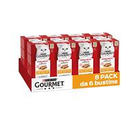 GOURMET Mon Petit - Cibo Umido per Gatti Adulti in con Bocconcini con di Tacchino, con Pollo e con Anatra in Salsa, 48 Bustine da 50 g Facili da Servire
