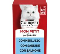 Gourmet Mon Petit Intense Cat Busta Multipack 6x50G MERLUZZO SARDINE E SALMONE