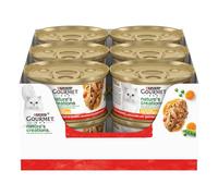 GOURMET NATURE'S CREATIONS Cibo Umido per Gatti Adulti Filettini con Manzo guarnito con Piselli e carote 12 lattine da 85g