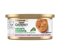 GOURMET NATURE'S CREATIONS Cibo Umido per Gatti Adulti Fiocchi di Tonnetto Naturale e Gamberetti in Gelée 24 lattine da 70g