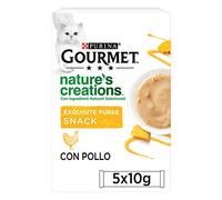 GOURMET Nature's Creations - Snack Gatto Adulto, Purèe con Pollo e Zucca. 55 Buste da 10 g