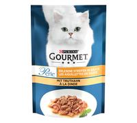 Purina Gourmet Perle filettini in salsa con tacchino - 6 bustine da 85gr. - C00580 Raffinati filettini con ingredienti attentamente selezionati, cucinati con cura per ottenere i sapori più squisiti, serviti in una salsa prelibata per deliziare il palato raffinato del tuo gatto.