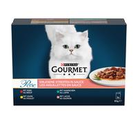 Gourmet Perle 8 x 85 g Alimento umido per gatti - Filettini in Salsa: Manzo, Pollo, Coniglio, Salmone