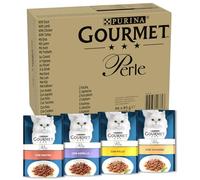 GOURMET Perle - Cibo Umido Gatto Adulto, Bocconcini in Salsa con Anatra, Agnello, Pollo, Tacchino. 96 Buste da 85 g