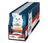 GOURMET Perle - Cibo Umido Gatto Adulto, Filettini in Salsa con Manzo. 48 Buste da 85 g