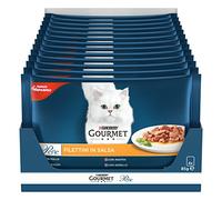 GOURMET Perle Cibo Umido per Gatti Adulti Filettini in Salsa con Agnello, Anatra, Manzo, Pollo 48 Buste da 85g