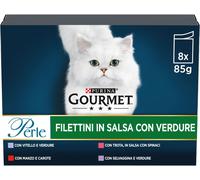 GOURMET Perle Filettini in Salsa con Verdure Cat Busta Multipack 8x85G MIX CARNE