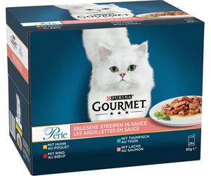 Gourmet Perle Filettini in Salsa - Mix di Carne e Salmone 24x85 g - 2.040 g