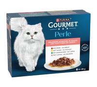 Gourmet Perle Pacco misto 8 x 85 g - Filettini in Salsa: Manzo, Pollo, Coniglio, Salmone
