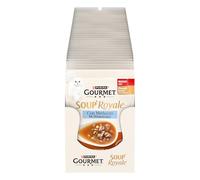 GOURMET SOUP ROYALE Alimento Umido Complementare per Gatti Adulti gusto Merluzzo guarnito con Perle di Pasta e Spinaci, 30 Buste da 45g