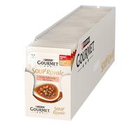 GOURMET SOUP ROYALE Alimento Umido Complementare per Gatti Adulti gusto Salmone guarnito con Riso e Carote, 30 Buste da 45g