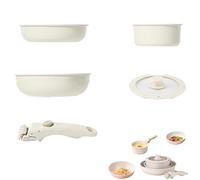 Gourmetific Cookware Set, Cookware Set with Removable Handles, Ceramic Non-stick Coating, Stackable Design, Super Easily Clean, Oven Safe, Suitable for Kitchen (5 PCS)