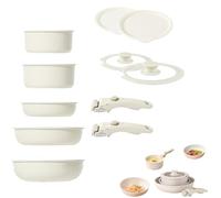 Gourmetific Cookware Set, Cookware Set with Removable Handles, Ceramic Non-stick Coating, Stackable Design, Super Easily Clean, Oven Safe, Suitable for Kitchen (11 PCS)