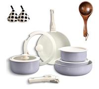 Gourmetific Cookware Set, Gourmetific Cookware Set Stackables With Removable Handle, 5/9/11/15 Piece Cookware Detachable Handle Set, Easily Clean, with Detachable Handle (Purple,11PCS)