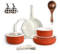 Gourmetific Cookware Set,Gourmetific Cookware Set Stackables With Removable Handle, 5/9/11/15 Piece Cookware Detachable Handle Set with Detachable Handle, Easily Clean (Orange,9PCS)