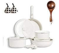 Gourmetific Cookware Set, Gourmetific Cookware Set Stackables With Removable Handle, 5/9/11/15 Piece Cookware Detachable Handle Set, Easily Clean, with Detachable Handle (White,5PCS)