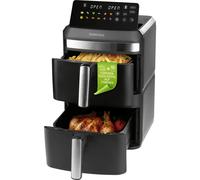 GOURMETmaxx FryUp XL - Friggitrice ad aria calda a doppia camera verticale, 12 l, con display touch a LED multicolore da 9,6 pollici e 12 programmi, friggitrice ad aria calda a 2 camere, funzione SYNC