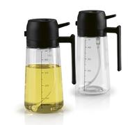 GOURMETmaxx 2 in 1 spruzzatore di olio e dispenser di olio in vetro, set da 2 pezzi | nebbia fine (0,15 g/urto) o getto di olio, 470 ml, lavabile in lavastoviglie, ricaricabile, ideale per friggitrici