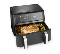 GOURMETmaxx AirGenius Friggitrice ad aria calda, 10 l, 2 x 5 l, camera Airfryer Vario, friggitrice con 10 programmi e touch screen, friggitrice ad aria calda 2 camere, 2 cibi contemporaneamente, per 8