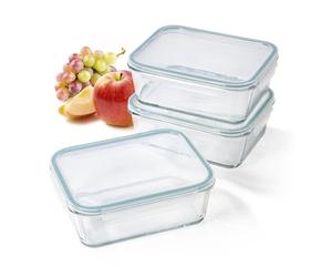 GOURMETmaxx Barattoli salvafreschezza in vetro Klick-It 3 lattine da 1,6 l | come contenitore per il pranzo o per Meal Prep | lavabile in lavastoviglie, forno a microonde e congelatore | coperchio con