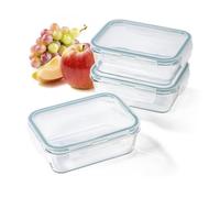 GOURMETmaxx Barattoli salvafreschezza in vetro Klick-It 3 lattine da 900 ml | come contenitore per il pranzo o per Meal Prep | lavabile in lavastoviglie, forno a microonde e congelatore | coperchio