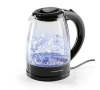 GOURMETmaxx Bollitore in vetro 1,8 L con LED Blue Vision, nero, 1800 W, filtro anticalcare, senza fili, spegnimento automatico, indicatore del livello dell'acqua, certificato TÜV & GS, senza BPA