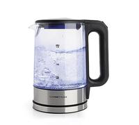 GOURMETmaxx Bollitore in vetro con illuminazione a LED blu, design senza tempo, in acciaio inox di alta qualità, pratico indicatore del livello dell'acqua, filtro anticalcare | Capacità 1,7 litri