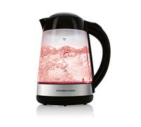 GOURMETmaxx Bollitore in vetro LED cambia colore, 1,7 l, 2200 W, nero/acciaio inox