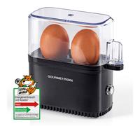 GOURMETmaxx Cuociuova di design per 2 uova | scaldauova compatto | cuociuova con foratore, misurino e segnale acustico | 3 gradi di durezza | pulizia facile e parti lavabili in lavastoviglie