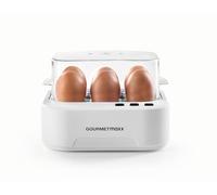 GOURMETmaxx Cuociuova parlante per 6 uova | Design Egg Cooker con tagliuova, misurino e riproduzione vocale | 3 gradi di durezza per uova perfettamente cotte | Facile da pulire e da maneggiare
