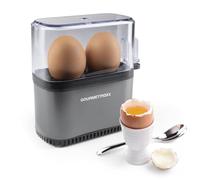 GOURMETmaxx Cuociuova per 2 uova, scaldabagno con tagliauova nel misurino, 3 gradi di durezza per il tuo portauova, design cuociuova piccolo, parti lavabili in lavastoviglie