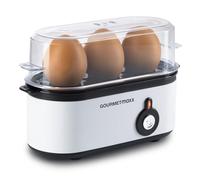 GOURMETmaxx Cuociuova per 3 uova, scaldabagno con tagliauova nel misurino, 3 gradi di durezza per il tuo portauova, design piccolo cuociuova - parti lavabili in lavastoviglie