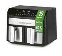 GOURMETmaxx friggitrice a doppia camera 2 x 3,5 L | Friggitrice in acciaio inox con zone di cottura sincronizzate, funzione timer e display touch | Friggitrice a risparmio energetico | 10 Programmi