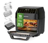 GOURMETmaxx Friggitrice ad aria calda 12 L Airfryer | Friggitrice con 9 funzioni, display touch, spiedini rotanti e shashlik | 10 Programmi, inclusa la pizza | Mini forno - praticamente senza olio