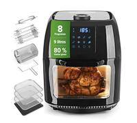 GOURMETmaxx Friggitrice digitale XXL ad aria calda 9 litri | Frittura senza grassi, con spiedo rotante per pollo e shashlik | Friggitrice, forno e grill rotante in un unico apparecchio