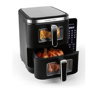 GOURMETmaxx FryUp, friggitrice ad aria calda a doppia camera verticale, XXL, con finestra di visualizzazione e display touch pieghevole, friggitrice ad aria calda, 2 camere, volume 10 l, friggitrice