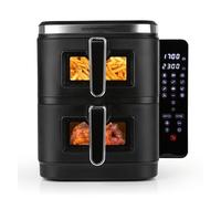 GOURMETmaxx FryUp, friggitrice ad aria calda a doppia camera verticale, XXL, con finestra di visualizzazione e display touch pieghevole, friggitrice ad aria calda, 2 camere, volume 10 l, friggitrice