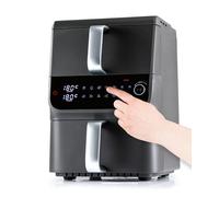 GOURMETmaxx FryUp, friggitrice ad aria calda multidimensione, 10 l, friggitrice verticale con 2 camere: meno spazio di cottura, 10 programmi e display touch a LED, friggitrice ad aria calda a 2 camere