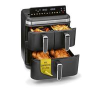GOURMETmaxx FryUp3 - Friggitrice ad aria calda verticale, 3 camere, XXL, 17 litri, con display touch pieghevole multicolore, per 12 persone, 12 programmi one-touch