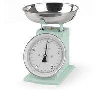 GOURMETmaxx Kitchen Scale Retro | Piatto di pesatura in acciaio inox con risultati di misurazione esatti + funzione tara | Completamente senza batterie [menta]