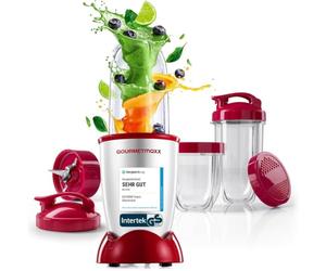 GOURMETmaxx Mr. Magic Power Pro - Frullatore da 400 Watt, con coperchio da go, frullatore con bicchiere e coperchio salvafreschezza per conservare frullati, frullati ecc.