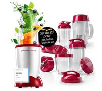 GOURMETmaxx Mr. Magic Power Pro Mixer da 400 Watt | Smoothie Maker con coperchio to go | Frullatore con recipiente per frullati e coperchio salvafreschezza da conservare | Frullatore con set di