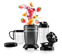GOURMETmaxx Nutrition Mixer 1000 Watt | Smoothie Maker con coperchio to go | Frullatore con bicchiere e coperchio salvafreschezza - ideale per conservare | Frullatore con set di accessori L per