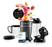GOURMETmaxx Nutrition Mixer 1000 Watt | Smoothie Maker con coperchio to go | Frullatore con bicchiere e coperchio salvafreschezza - ideale per conservare | Frullatore con set di accessori L per